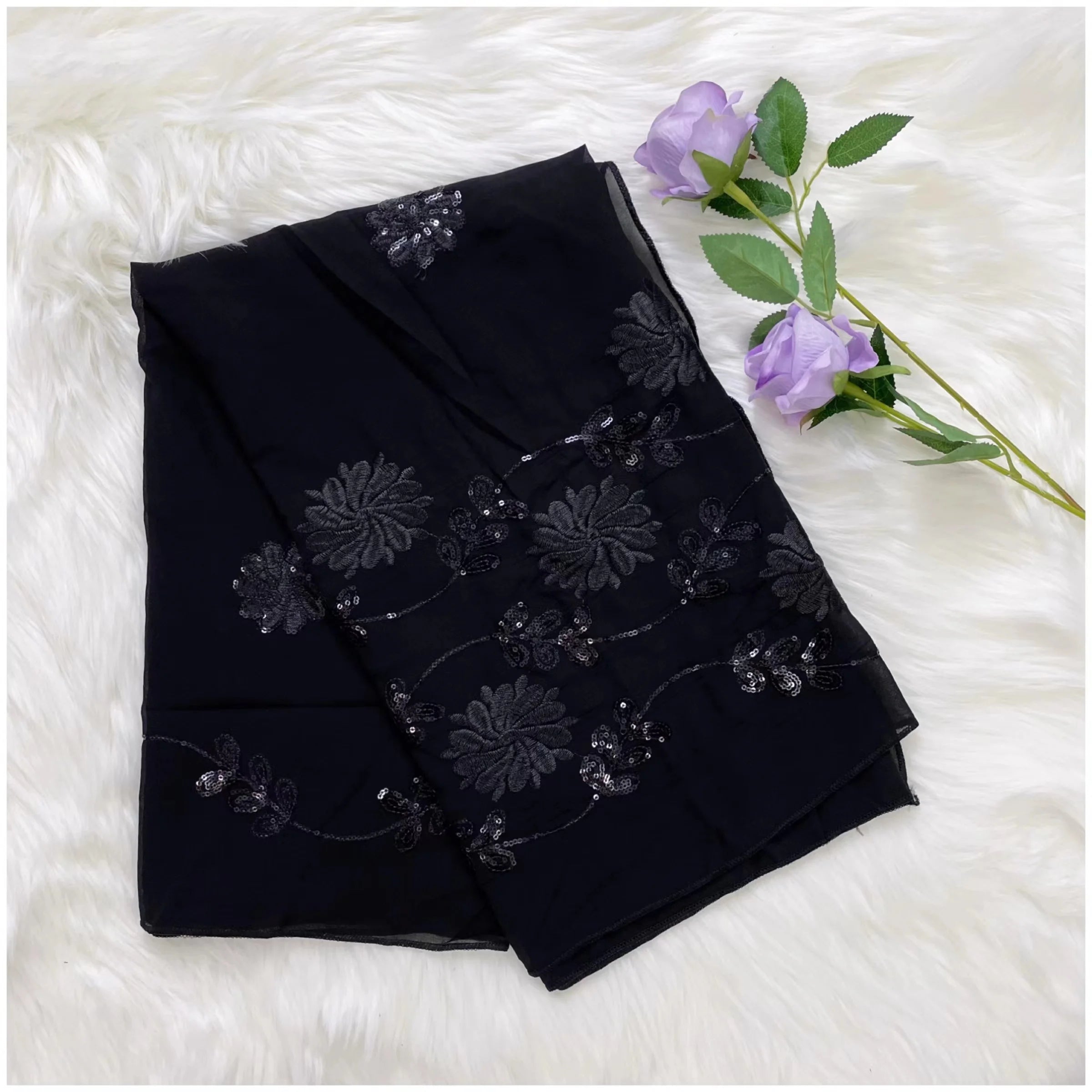 2023 Latest African Spring Women Scarf Chiffon Sequin Embroidered Ramadan Hijab Shawl Fashionable Casual Diamond  Headscarf