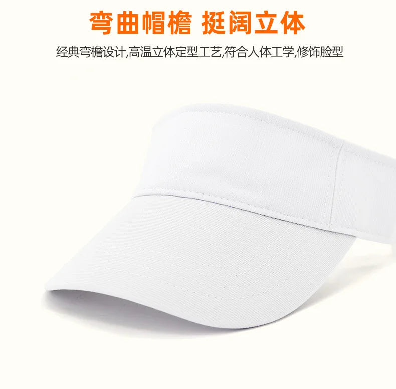 Solid Color Blank Sports Sun Hat Lightweight Breathable Adjustable Empty Top Visor for Golf Running Cycling Beach Summer Outdoo