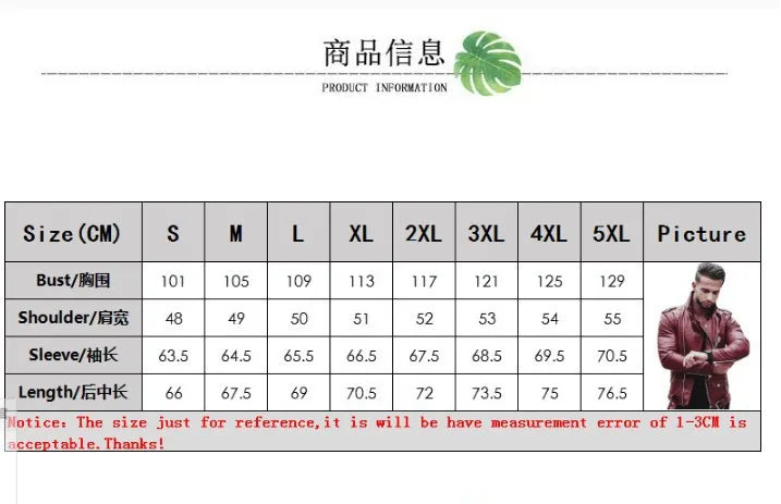 Fashion Leather Jackets Men Casual Slim Fit Turn Down Collar Male Jacket Men PU Leather Coat Men Autumn Winter Motorcycle Jacket