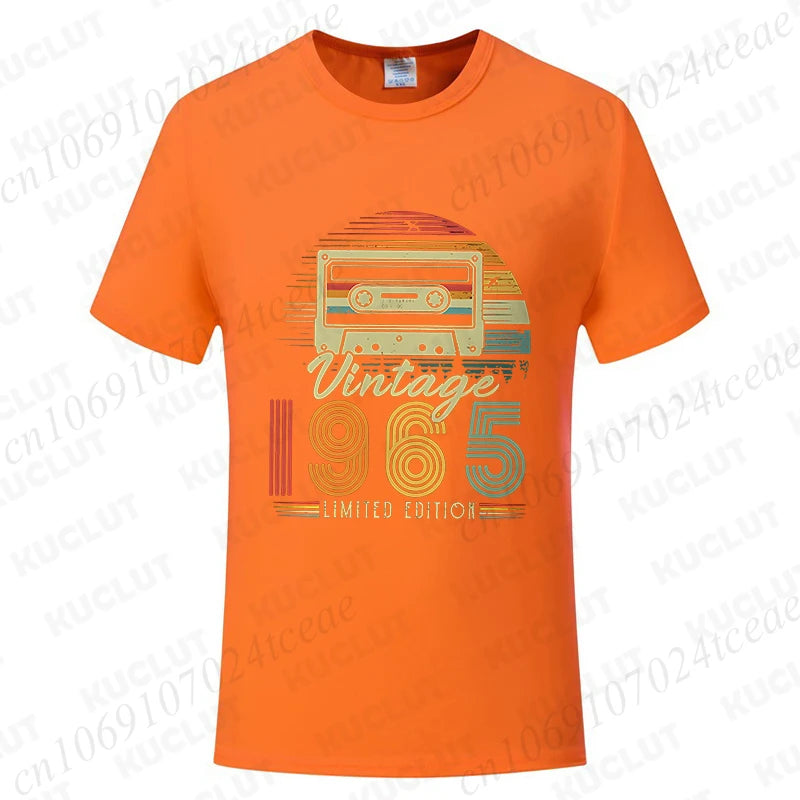 Vintage 1965 Print T-shirts for Men Women Birthday Vintage Letter Design Tshirt Short Sleeve Clothes Fashion Casual Tee Clothing