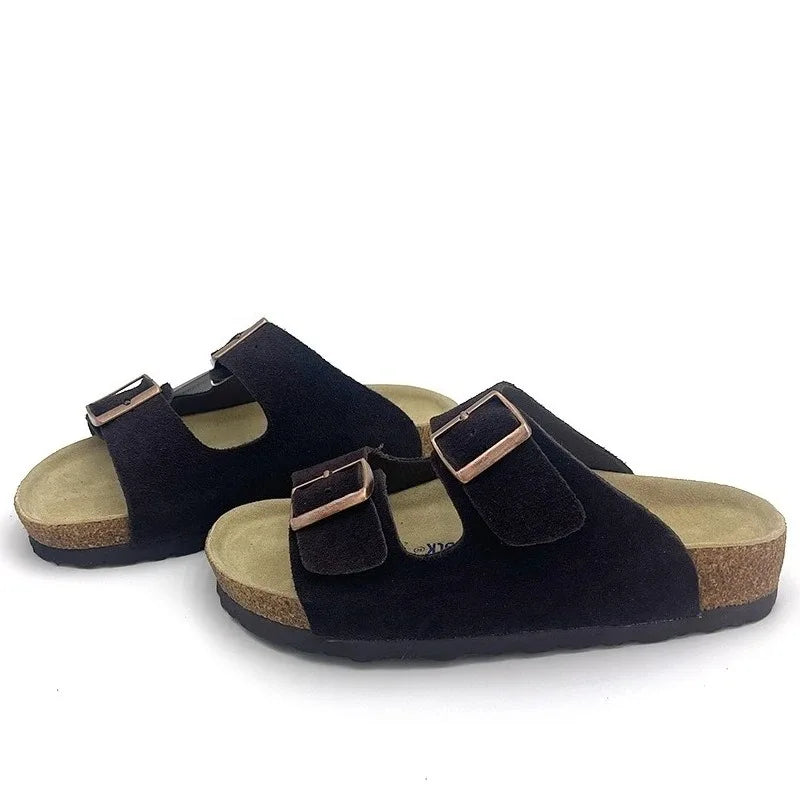High-quality Vintage Fashion Suede Leather Sandals, Unisex, Spring and Autumn Trendy Premium Slippers