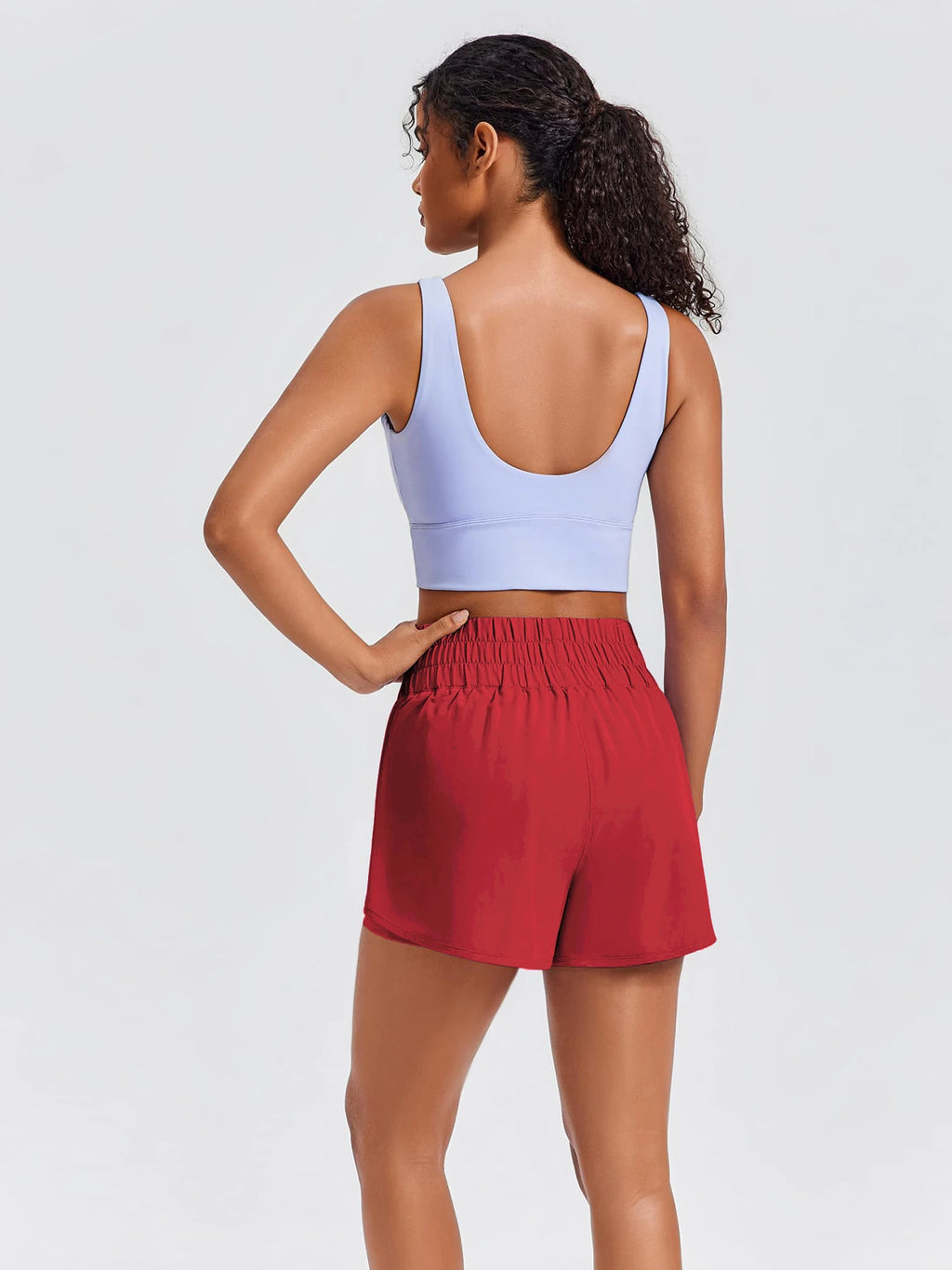Women's High-Waisted Yoga and Running Fake Two-Piece Shorts with Anti-Exposure Design, Slimming Effect for Gym Use