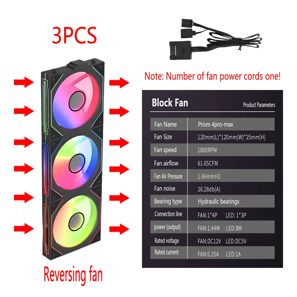 PC Case Fan 120mm ARGB Mirror Cycling Lighting Effect CPU Cooling Fan 4-Pin PWM 58.36CFM Fan for Computer Water Cooling