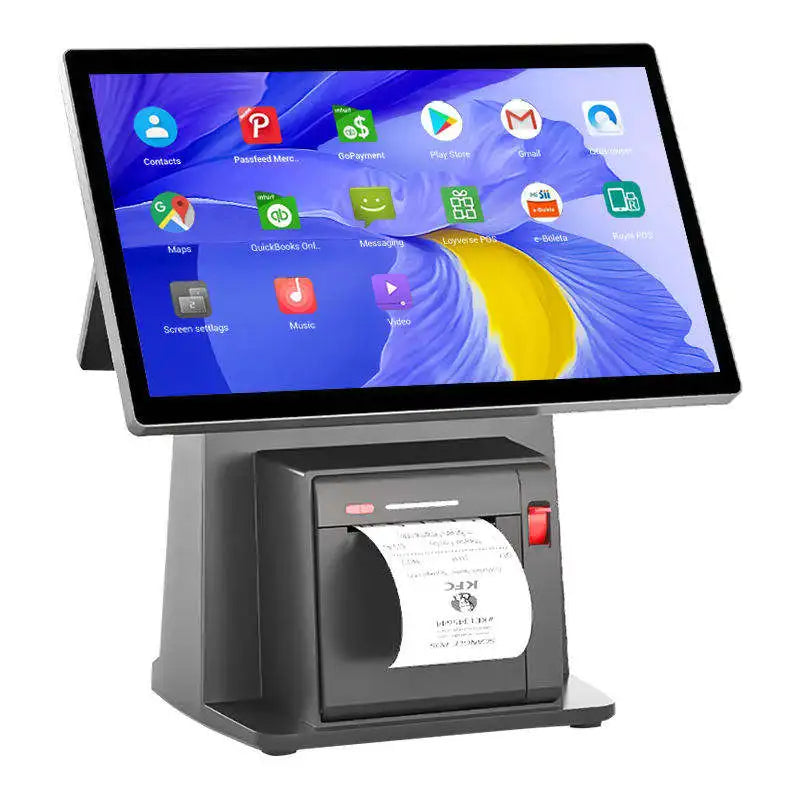 15.6 Inch Dual Touch Screen Desktop POS Terminal All in One PC with Printer Electronic Weighing Scale Supermarket