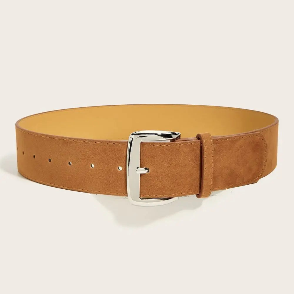 Maillard Styles Suede Leather Wide Belt Trendy Casual Pin Buckle Waistband Versatile Luxury Design Trouser Dress Belts Gifts