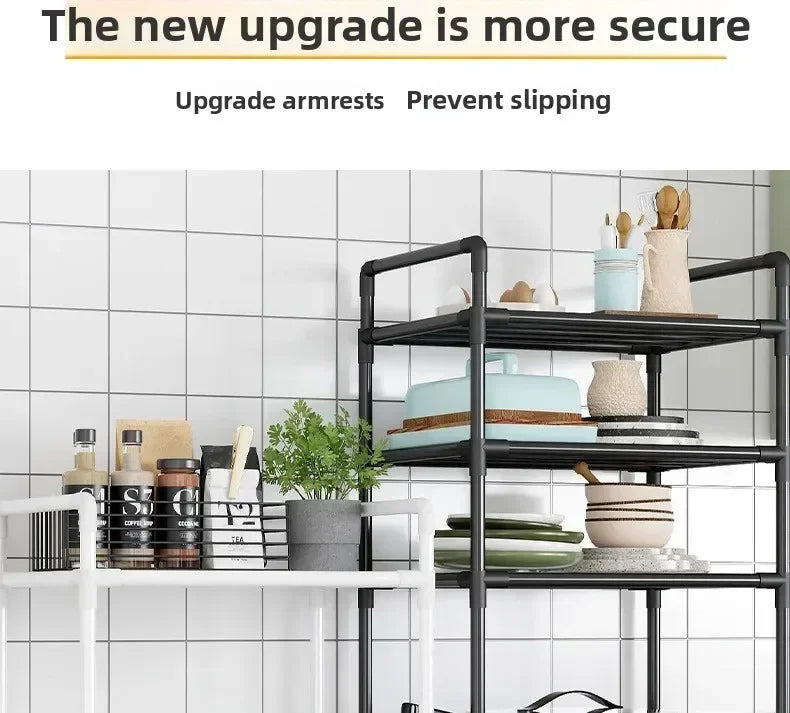 Kitchen multi-layer removable storage cart, floor-to-ceiling storage rack, household storage rack fridge organizer dish rack