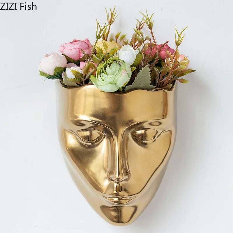Silent Cheeks Ceramic Vase Creative Wall-mounted Plant Pots Table Decoration Flower Arrangement Floral Vase Room Aesthetic Decor
