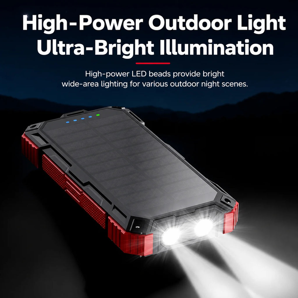 200000mAh Solar Power Bank Wireless Large Capacity Fast Charging External Battery Outdoor Survival Emergency Equipment
