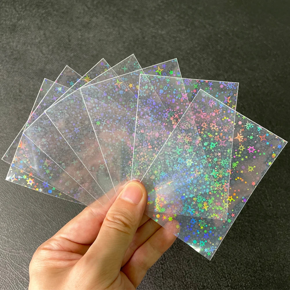 100pcs Board Game Card Sleeves Sweet Heart Foil Transparent Laser Clear YGO PKM Photo Kpop Protector Trading Cards Shield Cover