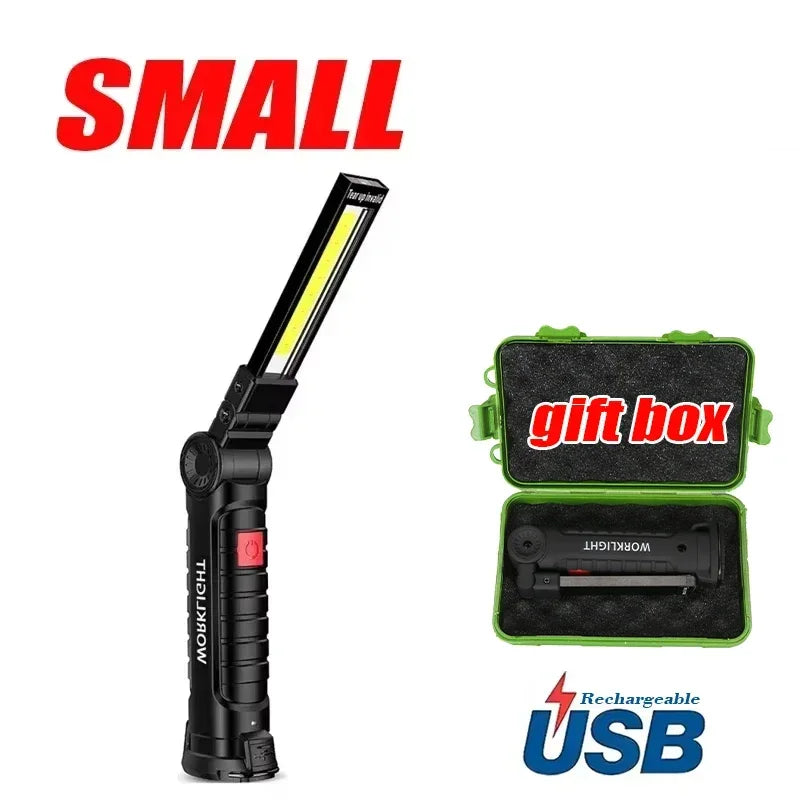 Multifunctional COB LED Flashlight Portable Magnetic Work Light Lantern USB Rechargeable Emergency Repair Camping Torch Lamp