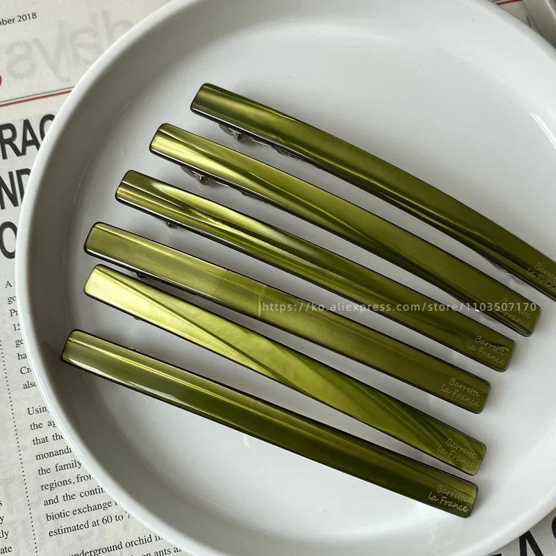 Leaf Fritillaria Korean Refreshing Fruit Green One line Clip Spring Clip Short Hair Horse Tail Hair Clip French Princess Head