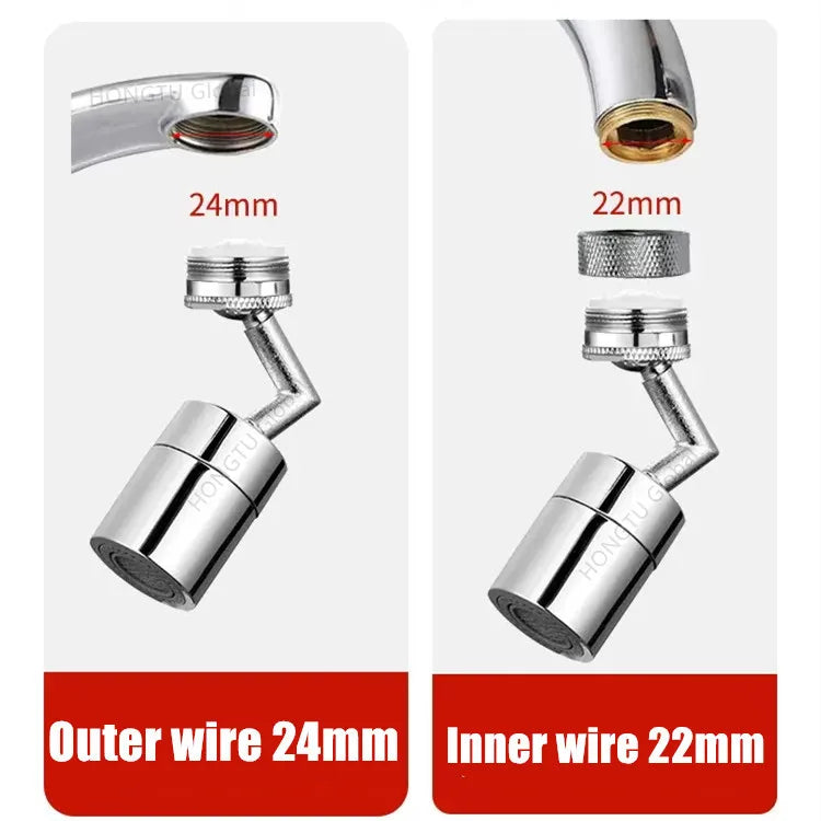 Dual Mode Metal Kitchen Faucet Sprayer Head Bubbler 360° Rotation Adaptor Sink Faucet Extender Aerator Nozzle Filter 22/24mm