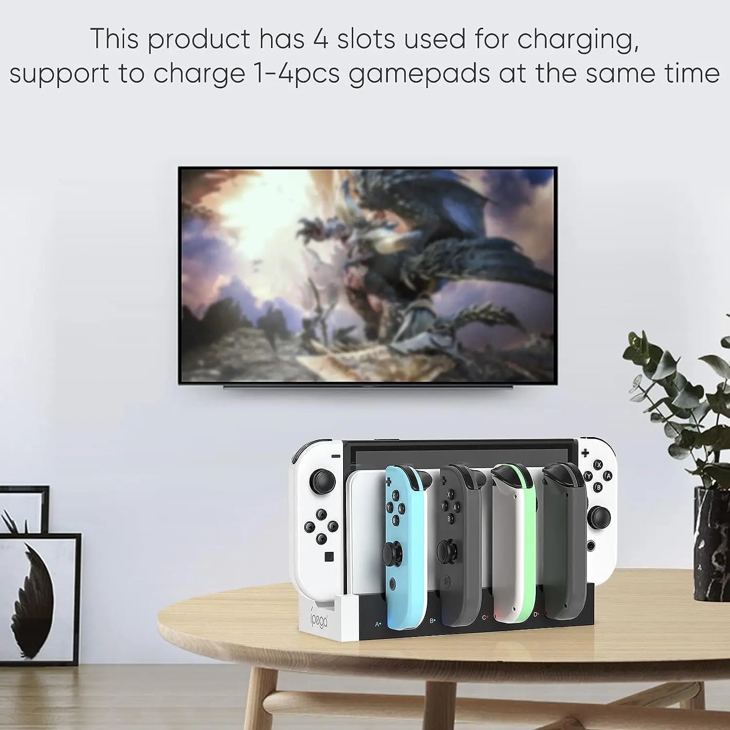 IPEGA PG-9186 Charging Dock Station for Switch&OLED - Charges Up To 4 Controllers, Compatible with Switch and OLED Model