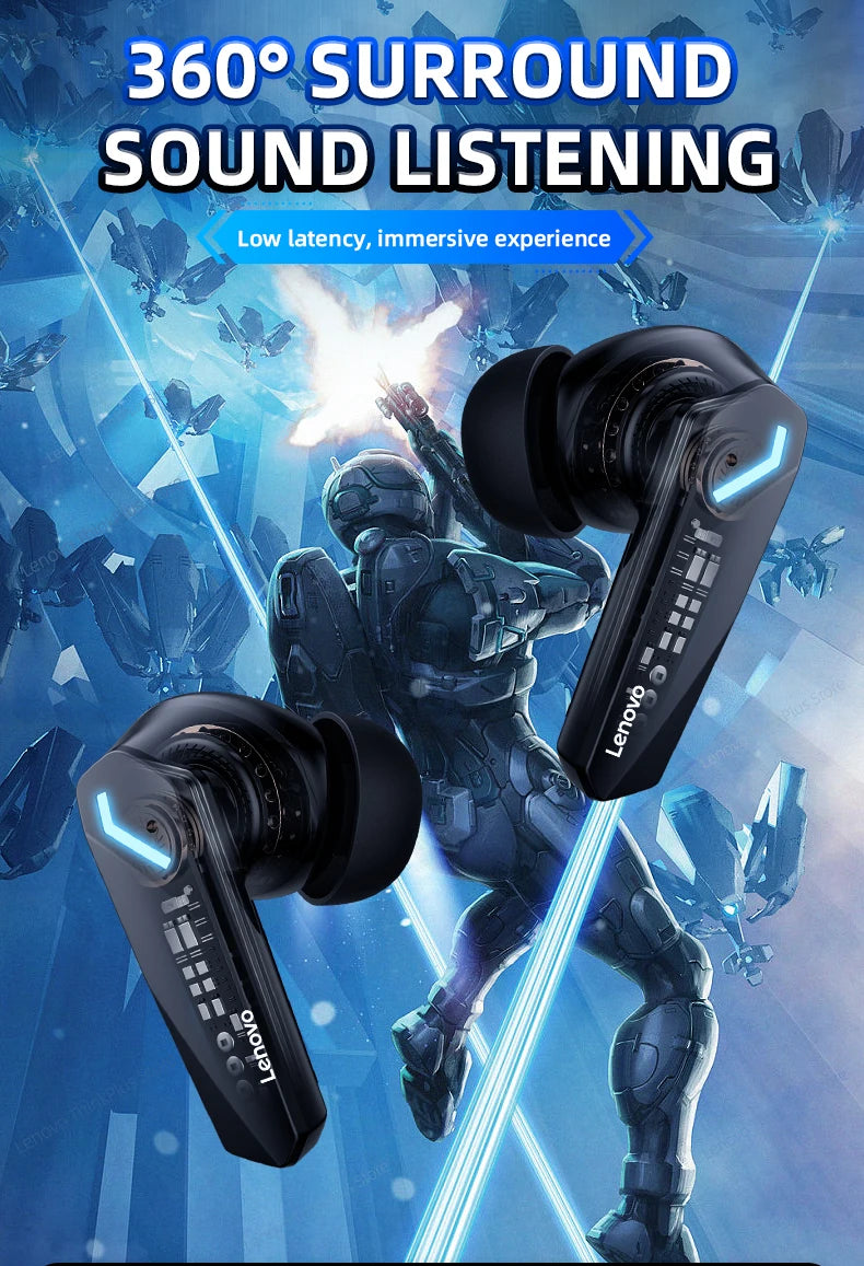 Original Lenovo New GM2 Pro Gaming Headset LED Digital Display Wireless Sport Earbuds HD Call Low Latency Headphones Waterproof