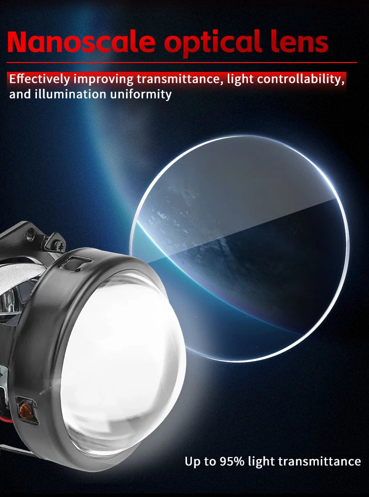 2.5 Inch 100W Bi-Led Projector Lens Led Light For H4 H7 9005 9006 Car Headlight Bulbs High Low Beam 6000K Diodes Turbo H7 Tuning