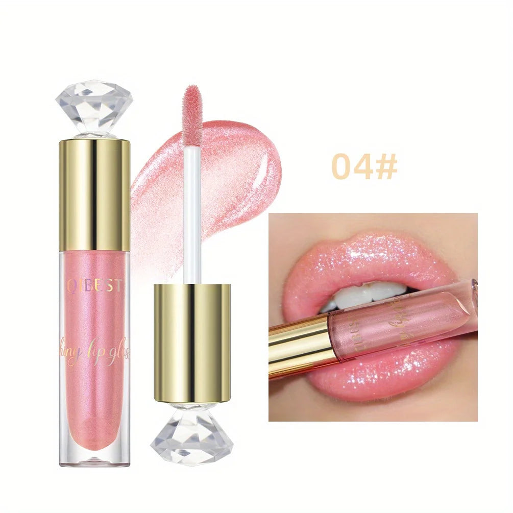 Shiny lip gloss, sparkling crystal, water-permeable and long-lasting color rendering, light and rich