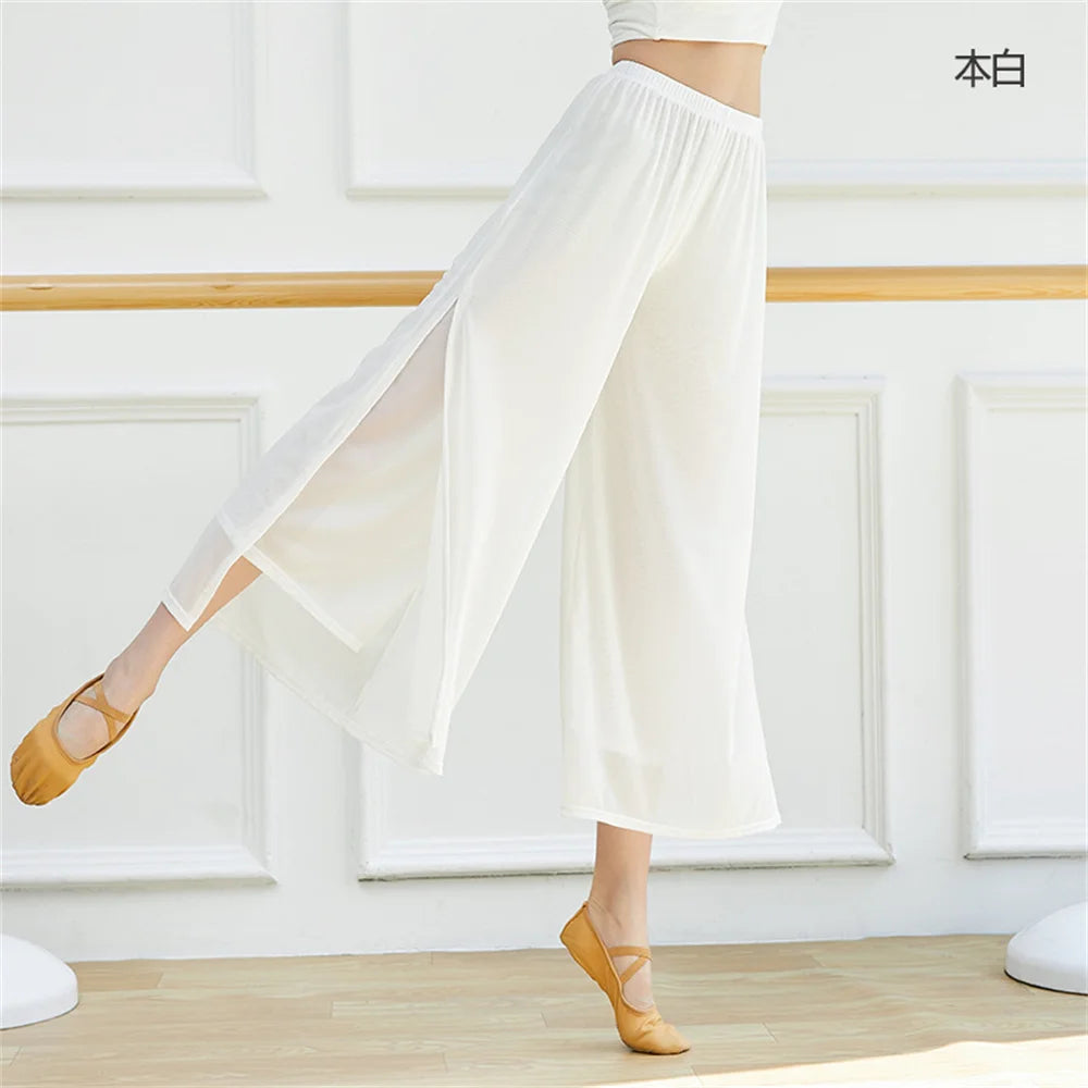 Fashion New Pants Woman Sport Pants Fitness Pants Wide Leg Pants Double Layers Mesh Dance Pants Adult Long Pants Women Clothing