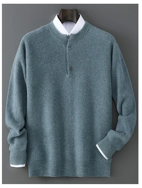 MVLYFLRT Men's 100% Merino Wool Round Neck Pullover Sweater Casual Thick Knit Autumn Winter Warm Cashmere Feel Sweater