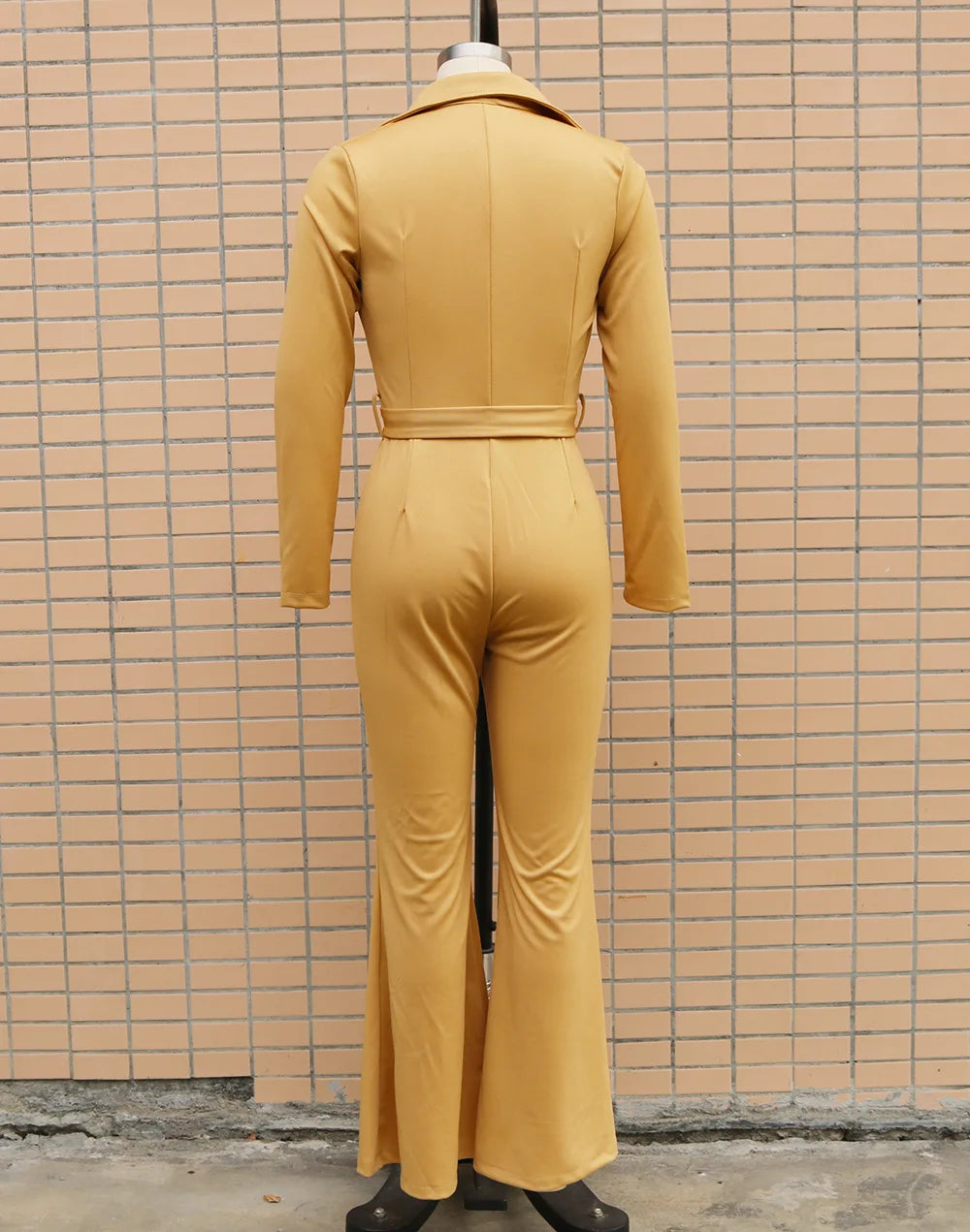 New Spring Women's Long Sleeve Jumpsuits Fashion Casual Button Turn-Down Collar Skinny Bootcut Jumpsuit with Belt Y2K Streetwear