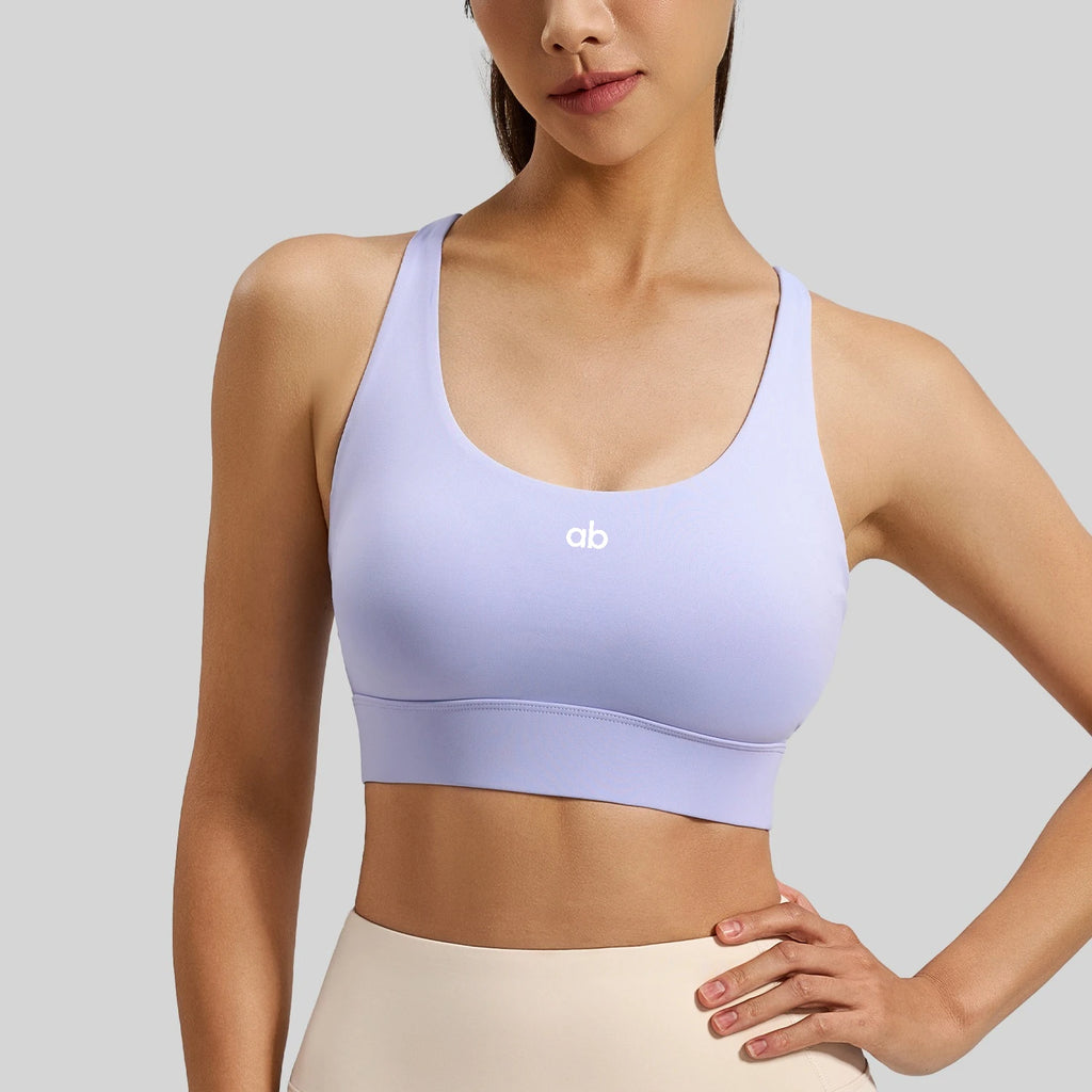 Women U Neck Fitness Crop Top Crossback Sports Bra Fixed Cups Vest, Shockproof Gym Running Workout Yoga Top