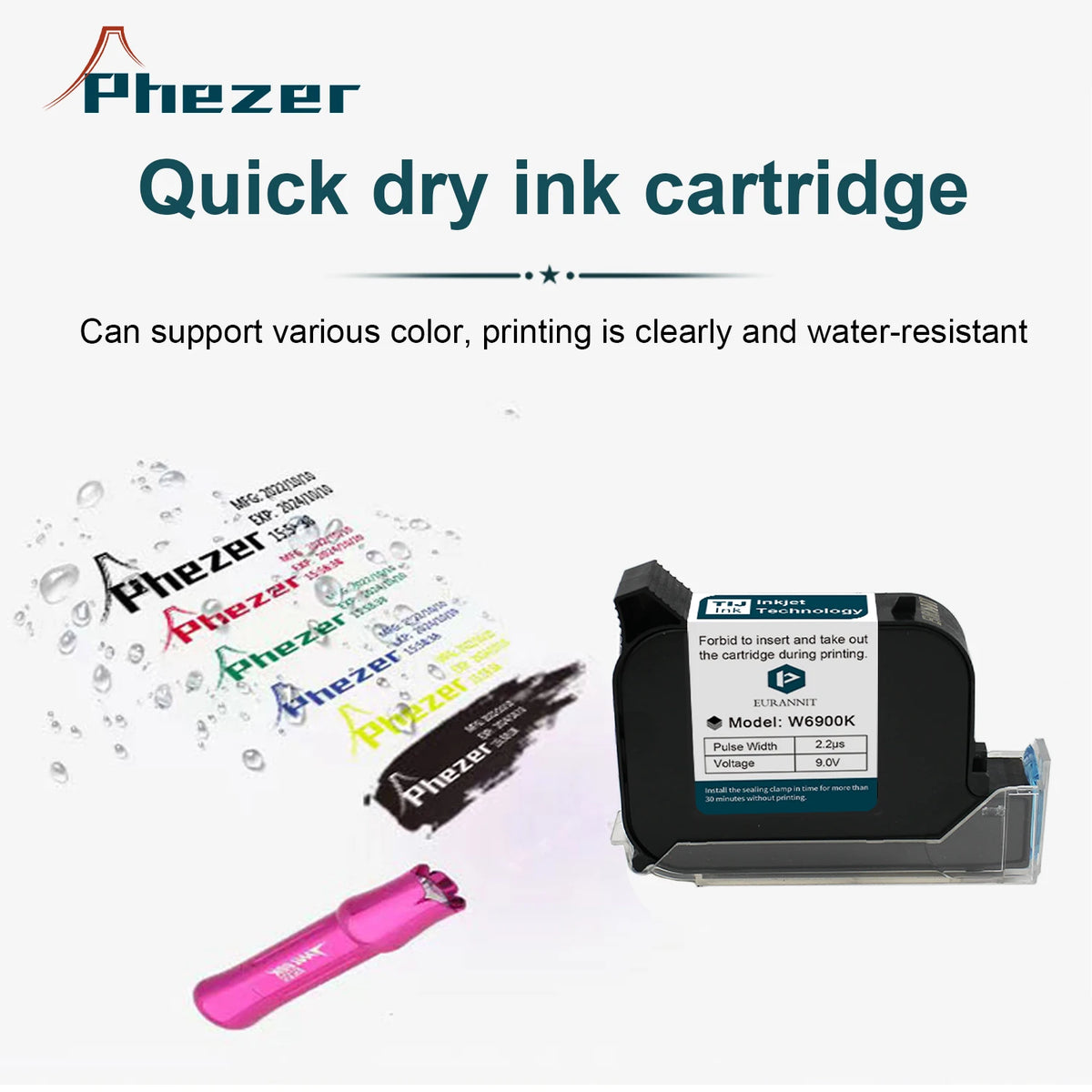 For Hp Phezer 2026 PC98 Mini Printer 28 Languages Portable Printer Handheld Inkjet Printer QR Bar Code Date Logo Expiry Date