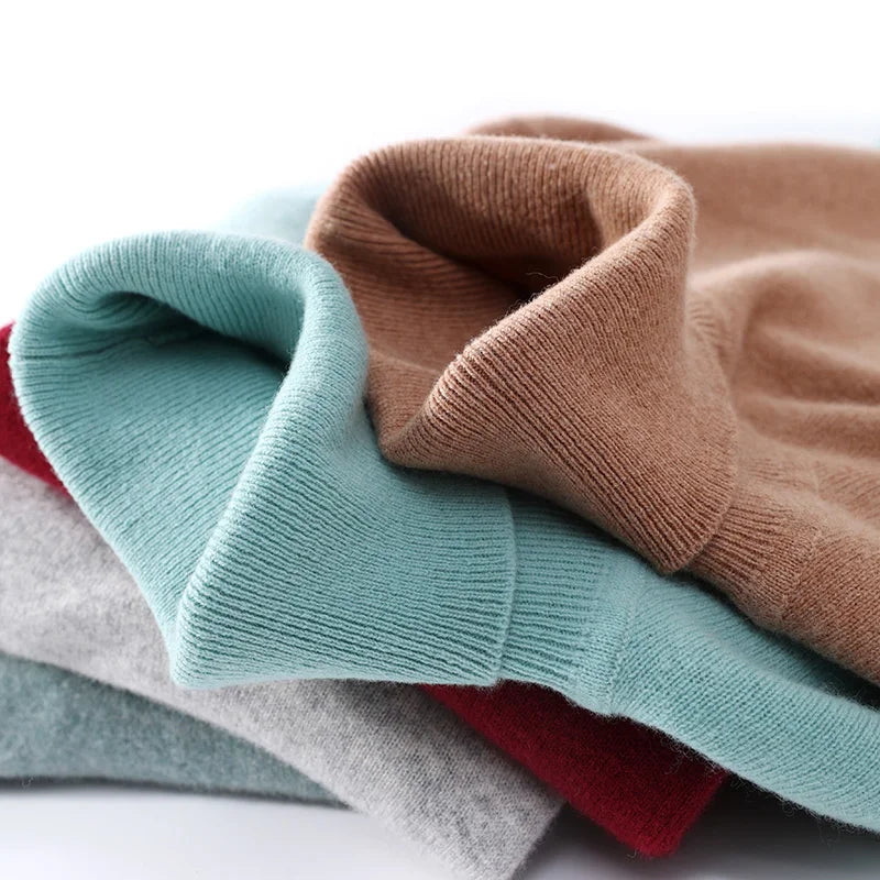 Men Turtleneck Cashmere Pullover 100% Pure Wool Knitwear Sweater Basic Solid Smart Casual Jumper Male Tops Autumn Winter
