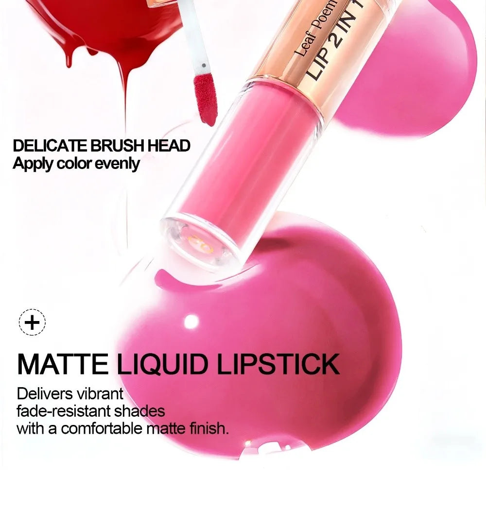 2 In1 Double Head Lip Liner Matte Finish Non Stick Waterproof Lip Contour Tapered Tip Long-Lasting Gradient Lipliner Pen