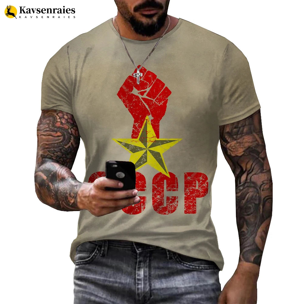2022 Russia Flag 3D T-shirt Russia Bear CCCP Printed Harajuku Streetwear Oversized T Shirt Men Women Fashion Casual Cool Tops
