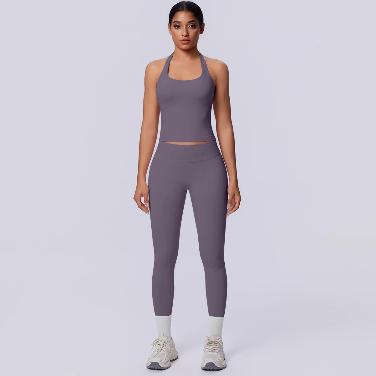 2PCS Woman Yoga Set Solid Color Sexy Fitness Top Summer Gym Workout High Stretch Female Pants Sports Fitness Clothing Yoga Set