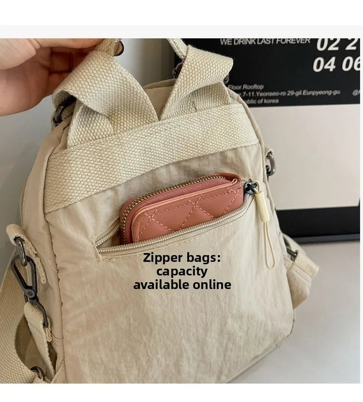 Multi Functional Nylon Mini Backpack, Casual Convertible Crossbody Sling Travel Bag for Women Multi-Pocket Daily Outdoor Daypack