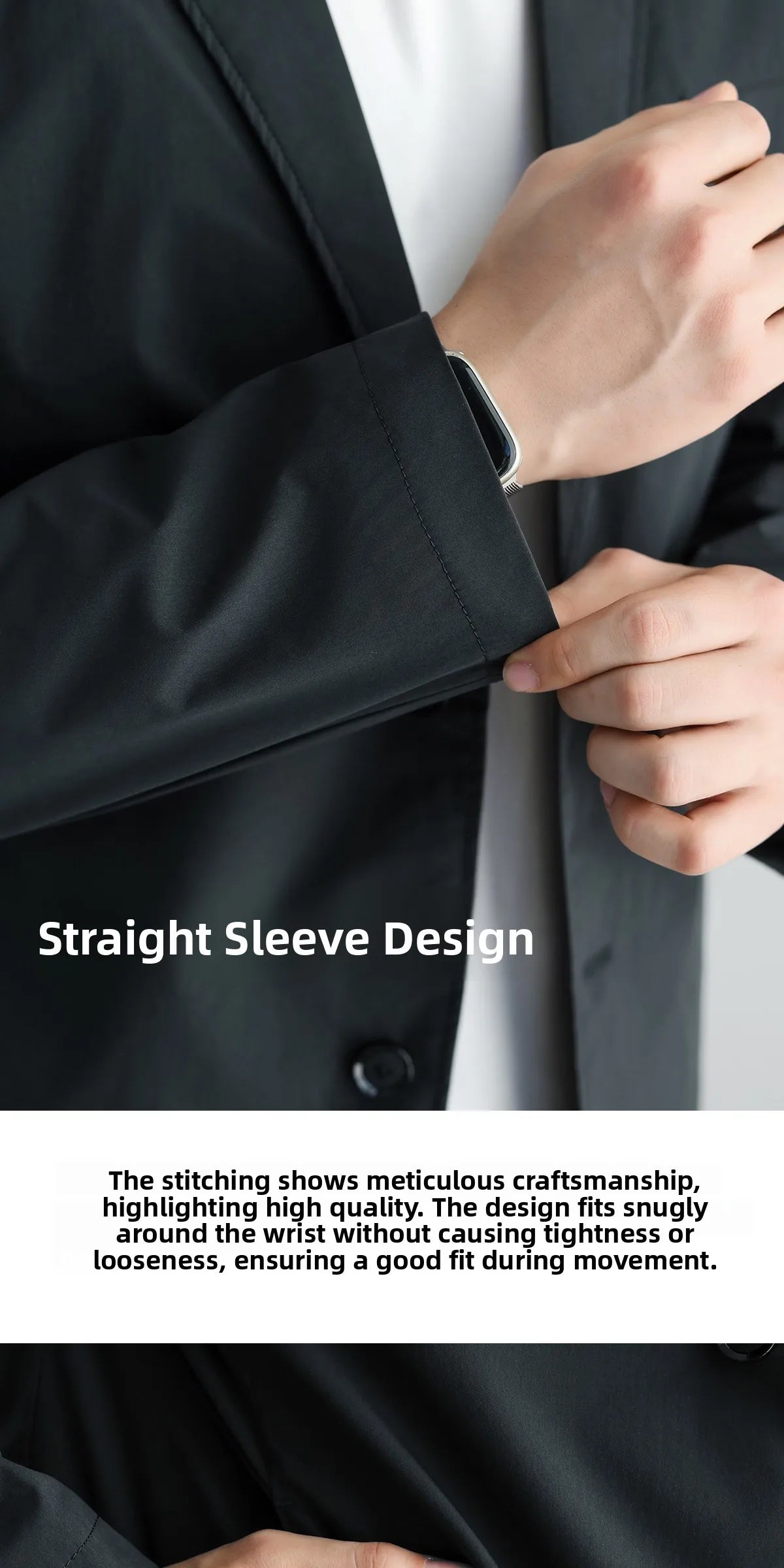 Lightweight Windproof Anti-Wrinkle Slim Fit Men's Business Casual Notch Lapel Suit Jacket Commuting Autumn Polyester Fiber