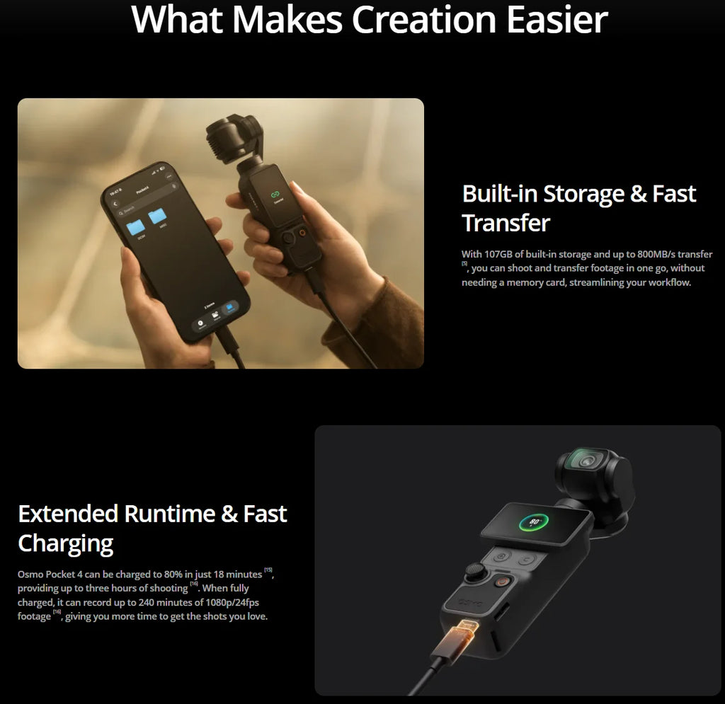 DJI Osmo Pocket 4 10-bit D-Log 14-Stop Dynamic Range New ActiveTrack Brand New Original