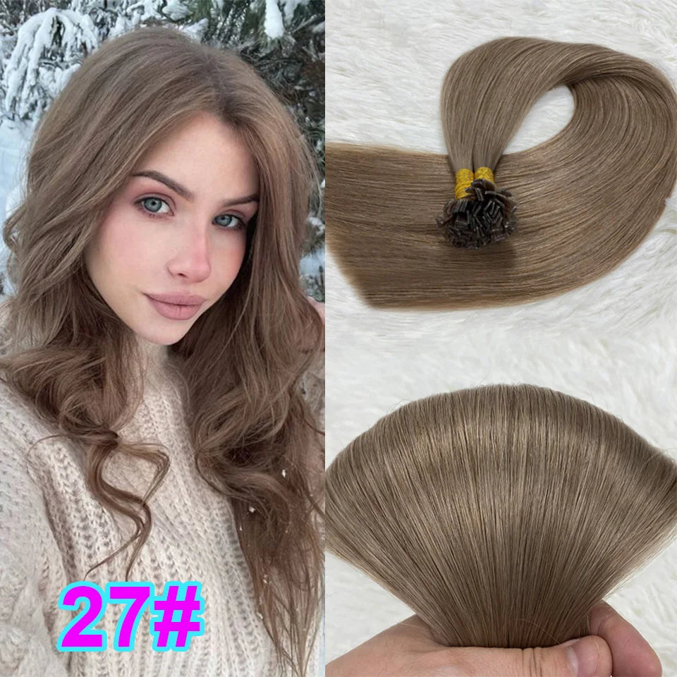 Remy Hair 1g/s 18-28 inch Real Remy Flat Tip Human Hair Extension Silky Straight Dark Brown Pre Bonded Keratin Fusion Hair