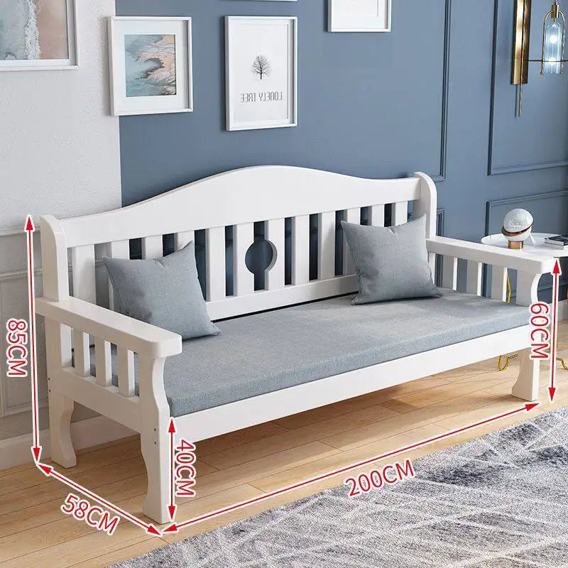 Solid wood sofa new Chinese combination wooden sofa rental room backrest bench economical living room small apartment sofa
