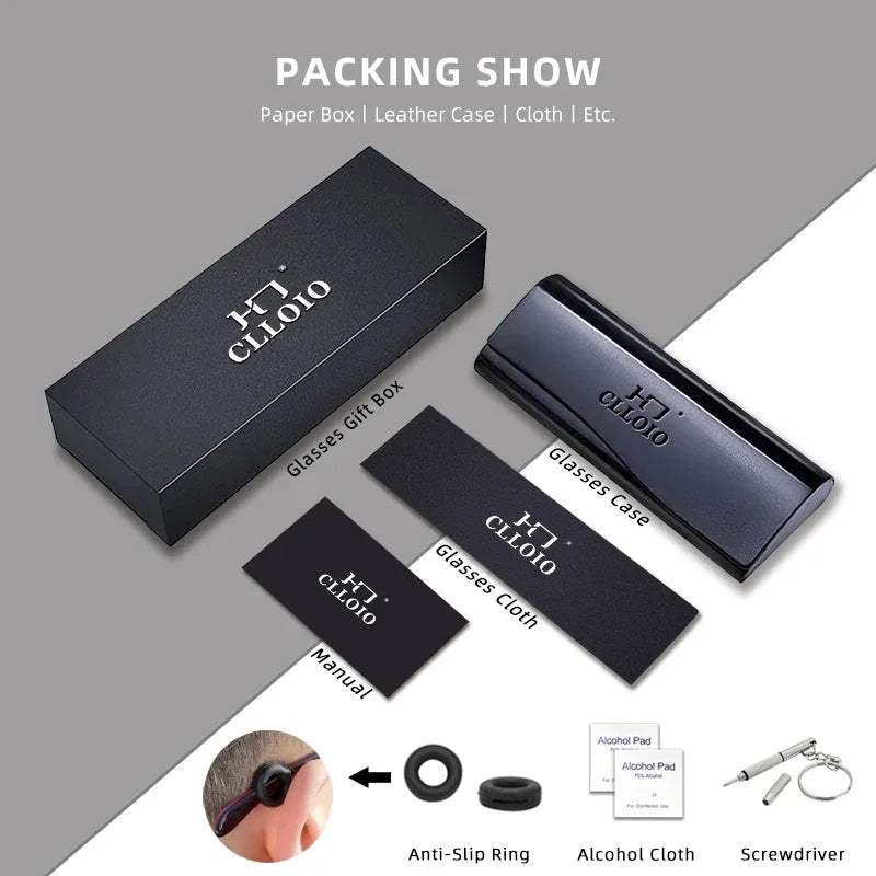 CLLOIO Pure Titanium Wire Retro Half Frame Glasses Men Women Fashion Reading Glasses Optical Prescription Progressive Eyeglasses