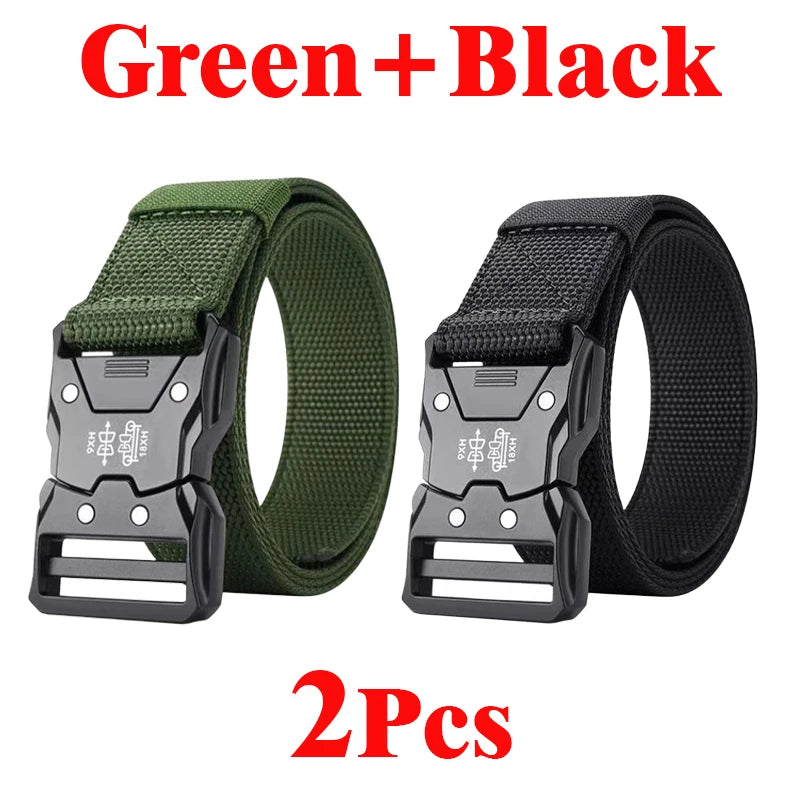 Genuine Tactical Belt Men's Quick Release Nylon Military Belt Automatic Buckle Real Soft Outdoor Sports Pants Jeans Waist Belt