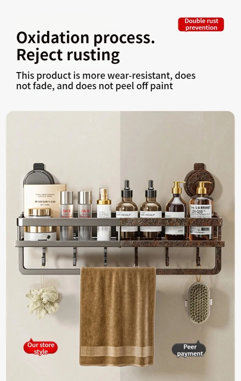 No Drill Bathroom Suction Cup Storage Shelf Storage Shelf Bathroom Perforation-Free Wall Hanging Vanity Toilet Triangle Basket R