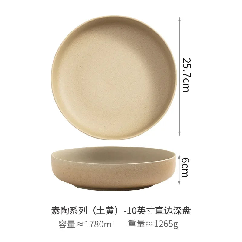 Vintage Coarse Ceramic Bowl, Soup Bowl, Fish Plate, Salad Bowls, Noodle Bowl, Soup Plate, Irregular Tableware, Kitchen Utensils