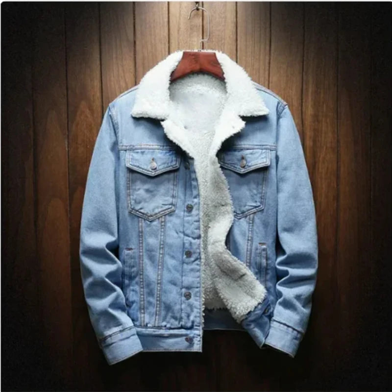 Men Winter Jean Jackets Outerwear Warm Denim Coats New Men Large Size Wool Liner Thicker Winter Denim Jackets