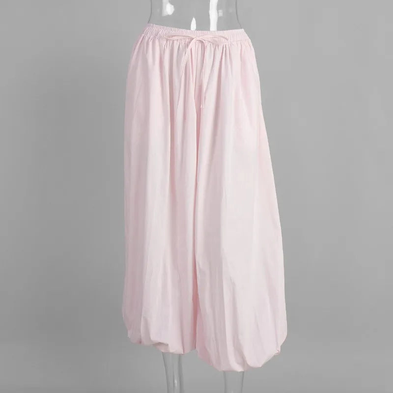 Tuularose Loose Solid Leg-Length Pants For Women Pleated High Waist 2025 Summer Female Fashion Office Lady Casual Bloomer Pants