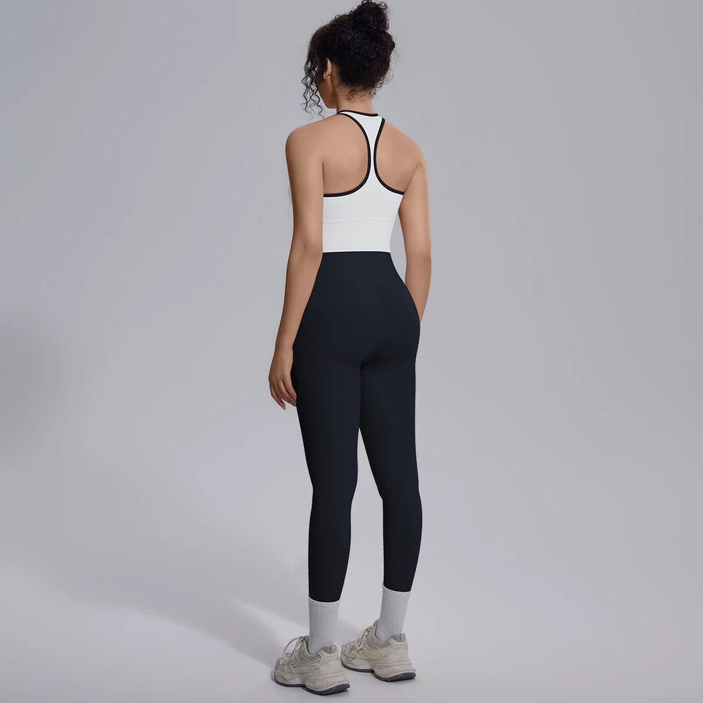 Rooftrellen New Women's Two-piece Set Fitness Sports Solid Color Yoga Set Summer Quick Drying Legging Pants Gather I-shaped Vest
