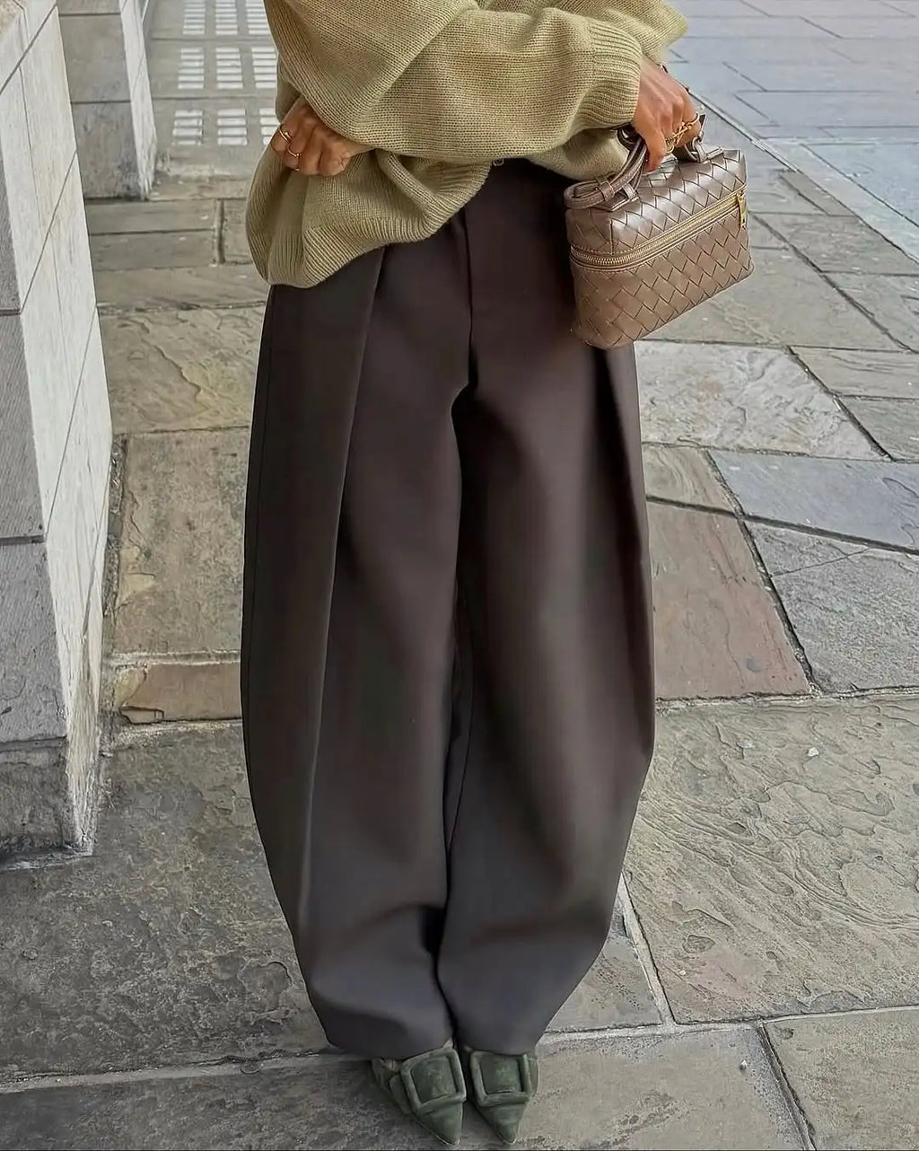 Casual Solid Pleated Loose Long Pants Women Fashion High Waist Straight Wide Leg Trousers 2026 Lady Spring Autumn Commute Wear
