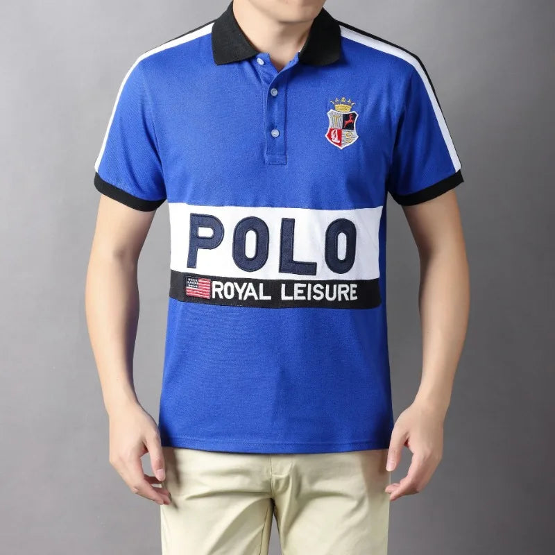 Plus Size 7XL 100% Cotton Summer Men's Polo Shirts Luxury Short Sleeve Contrast Color Letter Embroidery Simple Casual Male Tees