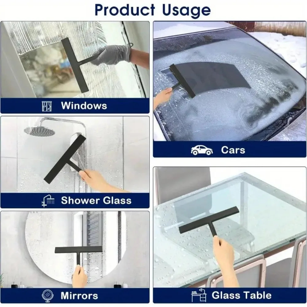 Matte Black Silicone Squeegee Streak Free Cleaning Shower Squeegee for Glass Bathroom Shower Doors Mirrors Tiles Car Windows