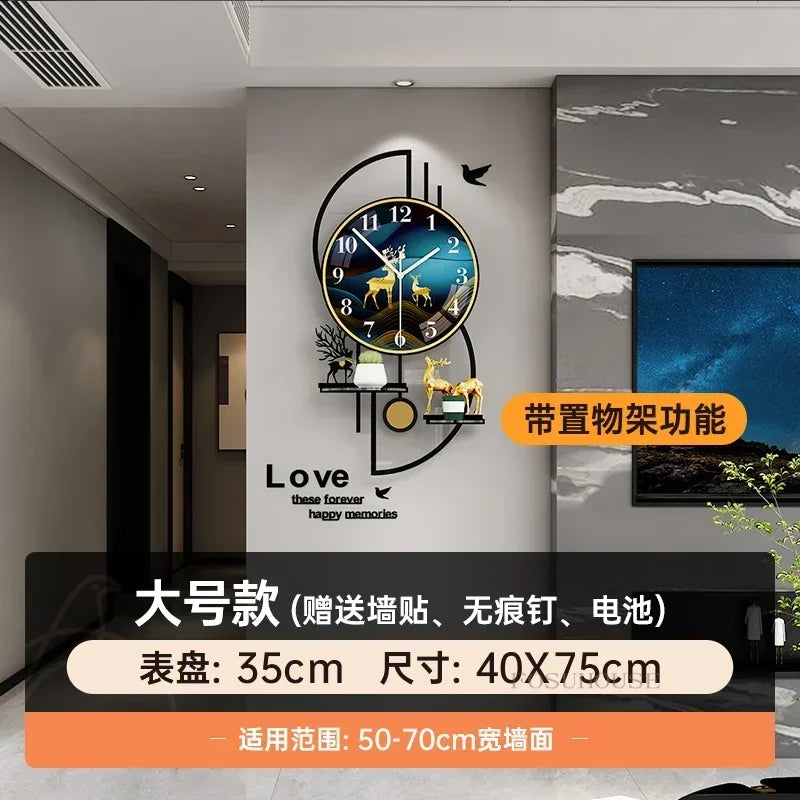 Light Luxury Wall Clocks Creative Home Decor Nordic Simple Living Room Home Wall Clock Luxury Designer Smart Models with Lights
