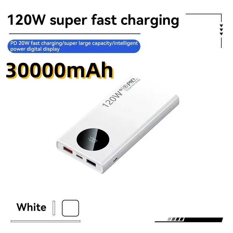 50000mAh Power Bank 120W PD Super Fast Charging Portable Power Bank Large Capacity External Battery With Digital Display