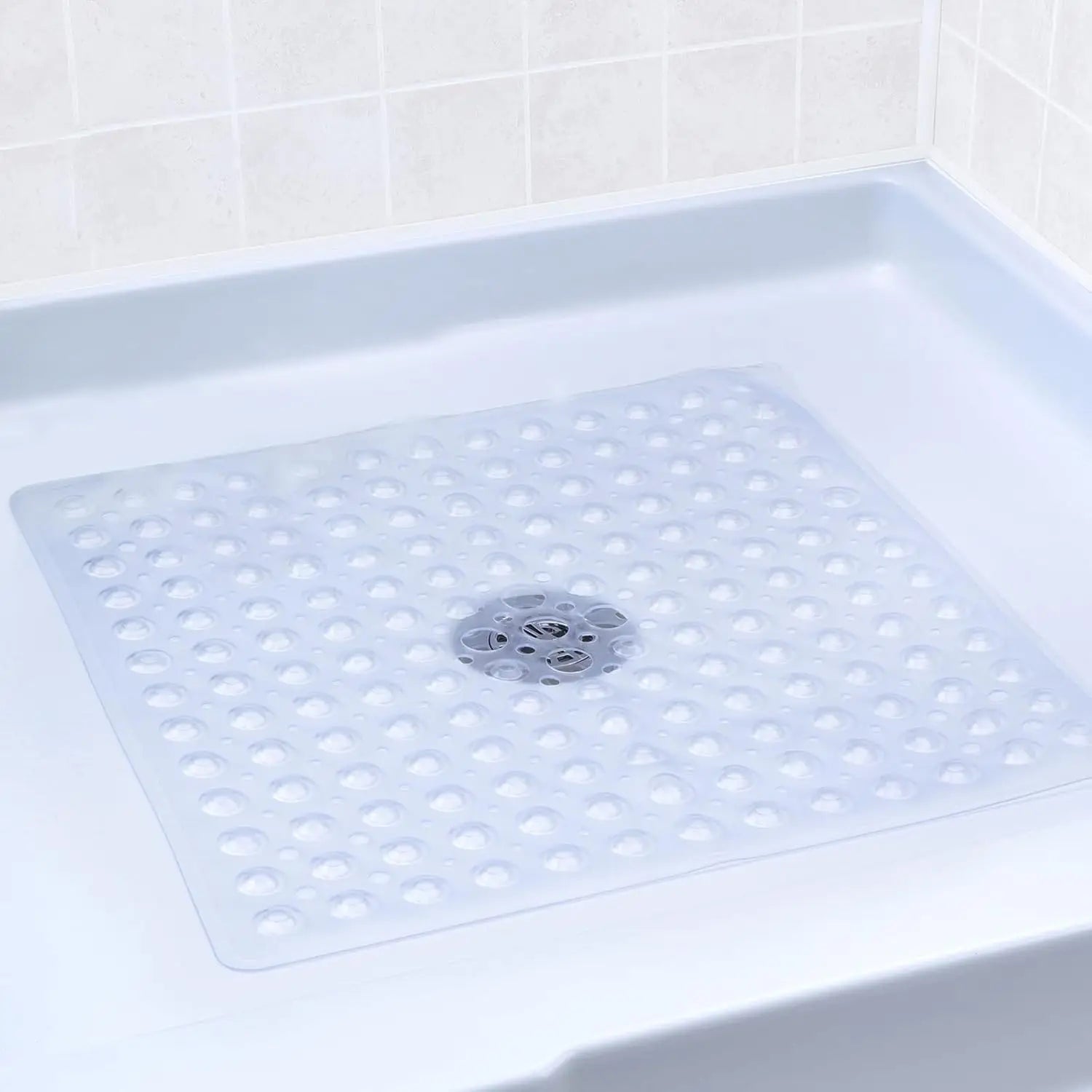 Square Shower Mat Bathtub Mat Non Slip 53x53cm, Square Bath Mat for Inside Shower Tub, Shower Stall Mats for Bathroom Floor