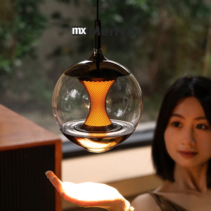 Glass Pendant Light Modern Dining Room Table Afterglow Sunset Lamp Entryway Balcony Round Table Bedroom Bedside Sleep Chandelier