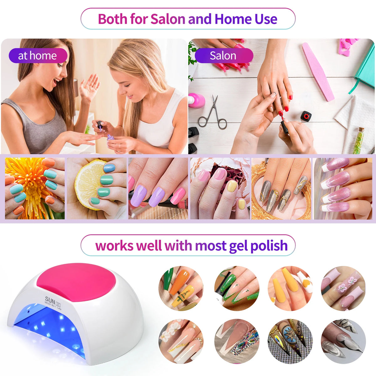 YIKOOLIN SUN2C 48W UV Nail Lamp Gel Polish Dryer LED Manicure Pedicure Light Nail Art Machine for Salon Use