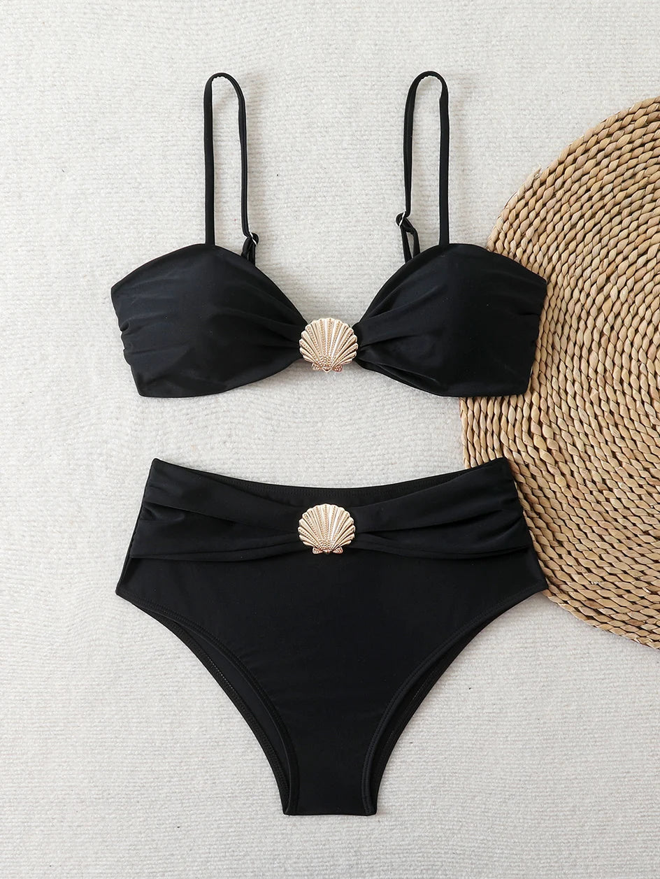 High Waist Bikini Women's Swimsuit Two-piece Bathing Suits Bandeau Woman Swimwear 2026 Trend Bikinis Sets Brazilian Beach Wear
